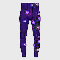 Тайтсы мужские Цветы Фиолетовые Гибискус На Синем Фоне, цвет: 3D-принт