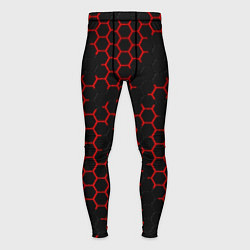 Тайтсы мужские НАНОКОСТЮМ Black and Red Hexagon Гексагоны, цвет: 3D-принт