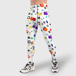 Тайтсы мужские Разноцветные фрукты и ягоды на белом фоне, цвет: 3D-принт — фото 2