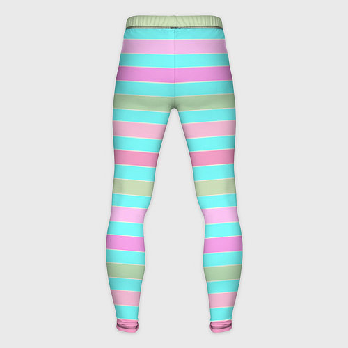 Мужские тайтсы Pink turquoise stripes horizontal Полосатый узор / 3D-принт – фото 2