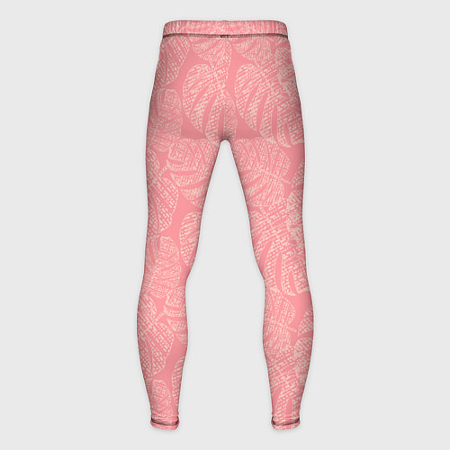 Мужские тайтсы Бежевые листья монстеры на розовом / 3D-принт – фото 2