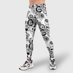 Тайтсы мужские Black and white sport pattern, цвет: 3D-принт — фото 2