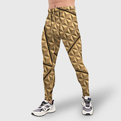 Тайтсы мужские Абстрактное металлическое покрытие - Золотой, цвет: 3D-принт — фото 2