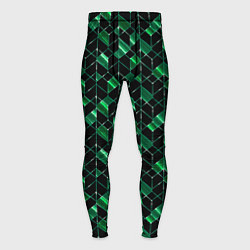 Тайтсы мужские Геометрический узор, зеленые фигуры на черном, цвет: 3D-принт