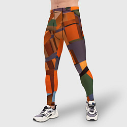 Тайтсы мужские Множество оранжевых кубов и фигур, цвет: 3D-принт — фото 2