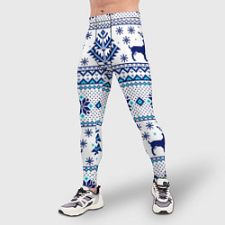 Тайтсы мужские Happy new year, blue deer, цвет: 3D-принт — фото 2