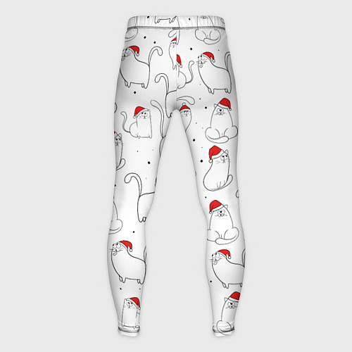 Мужские тайтсы Паттерн новогодний котик / 3D-принт – фото 2