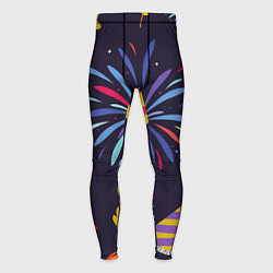 Тайтсы мужские Новогодний фейерверк, цвет: 3D-принт