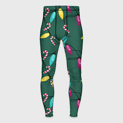 Мужские тайтсы Новогодняя гирлянда зеленая