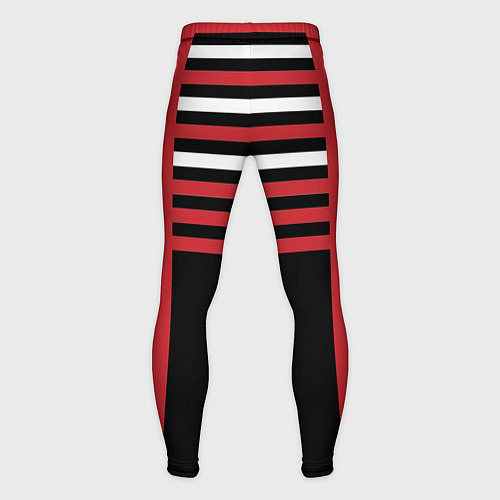 Мужские тайтсы Красно черный полосатый узор Спортклуб / 3D-принт – фото 2