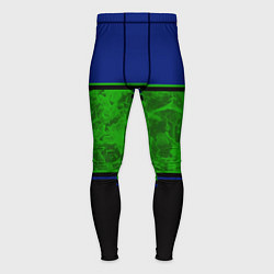Тайтсы мужские Синие, неоновые зеленые мраморные и черные полосы, цвет: 3D-принт