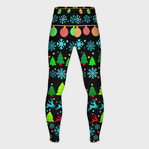 Мужские тайтсы Узор с ёлками и оленями / 3D-принт – фото 2