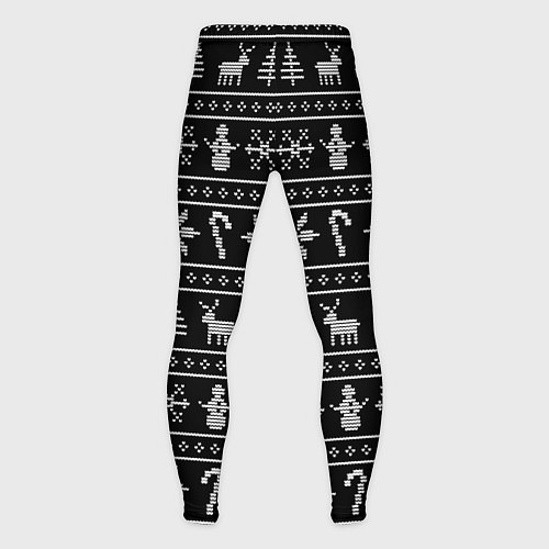 Мужские тайтсы Узор с ёлками снежинками и оленями / 3D-принт – фото 2