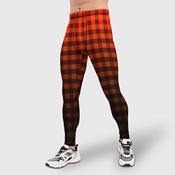 Тайтсы мужские Красно-черный узор в клетку, цвет: 3D-принт — фото 2