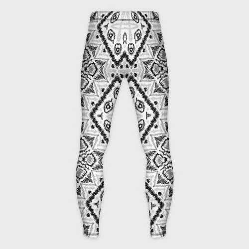 Мужские тайтсы Бело-серый этнический орнамент / 3D-принт – фото 2