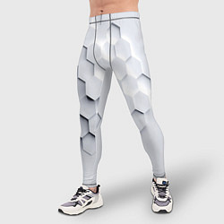 Тайтсы мужские Серый соты, цвет: 3D-принт — фото 2