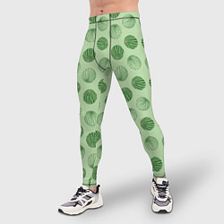 Тайтсы мужские Узор из круглых арбузов на зеленом фоне, цвет: 3D-принт — фото 2