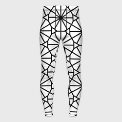 Тайтсы мужские Абстрактный чёрно-белый треугольно-круглый паттерн, цвет: 3D-принт
