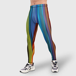Тайтсы мужские Разноцветные вертикальные полосы, цвет: 3D-принт — фото 2
