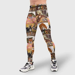 Тайтсы мужские Коллаж из рисунков с лисой, цвет: 3D-принт — фото 2