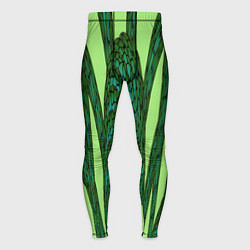 Тайтсы мужские Зеленый растительный мотив, цвет: 3D-принт