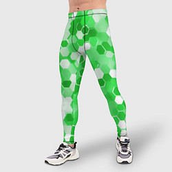 Тайтсы мужские Кибер Hexagon Зелёный, цвет: 3D-принт — фото 2