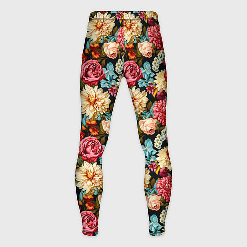 Мужские тайтсы Узор из роз и разных цветов / 3D-принт – фото 2