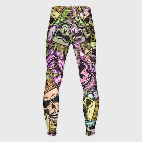 Мужские тайтсы Разноцветные черепа с короной паттерн / 3D-принт – фото 2