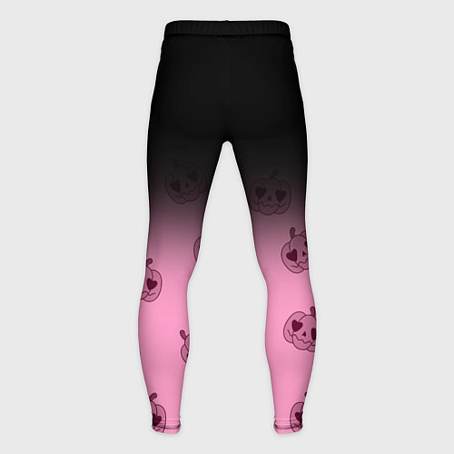 Мужские тайтсы Черно-розовый градиент и хэллоуинские тыквы паттер / 3D-принт – фото 2