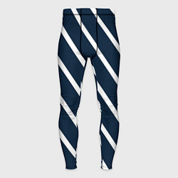 Мужские тайтсы Тёмно-синий в белую полоску диагональ