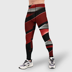 Тайтсы мужские Красная металическая абстракция, цвет: 3D-принт — фото 2