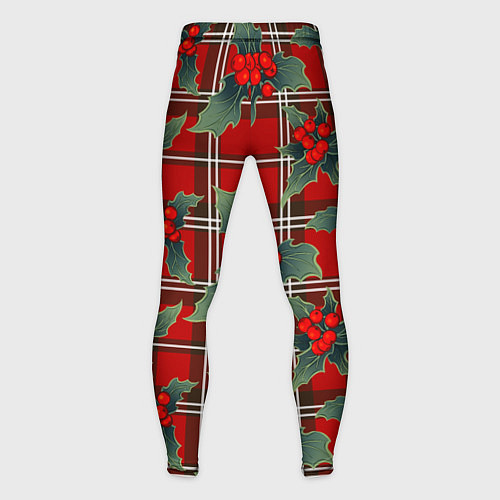 Мужские тайтсы Остролист на красной шотландке / 3D-принт – фото 2