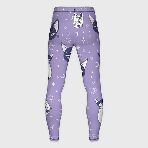 Мужские тайтсы Мистические кошечки - паттерн фиолетовый / 3D-принт – фото 2