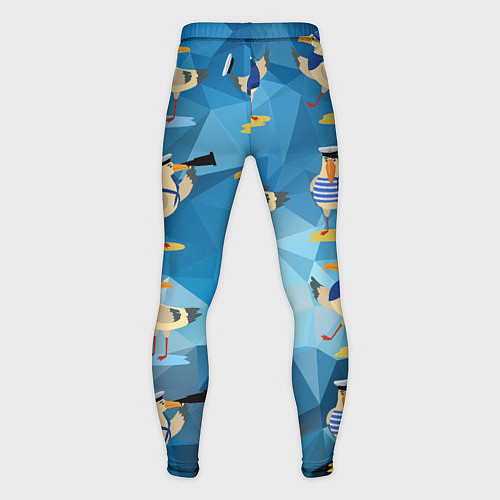 Мужские тайтсы Паттерн чаек на полигональном синем / 3D-принт – фото 2
