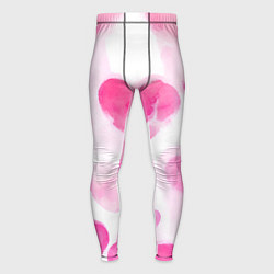 Тайтсы мужские Акварельные розовые сердечки, цвет: 3D-принт