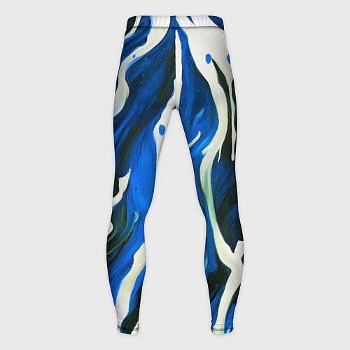 Мужские тайтсы Текучая краска белая и синяя / 3D-принт – фото 2