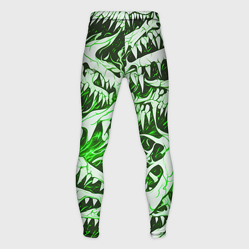 Мужские тайтсы Белые клыки на зелёном фоне / 3D-принт – фото 2