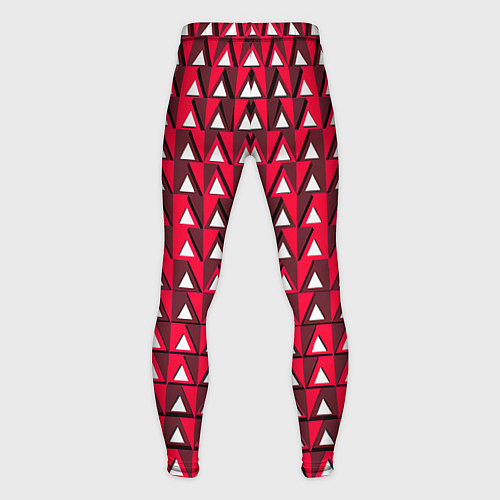 Мужские тайтсы Белые треугольники на красном фоне / 3D-принт – фото 2