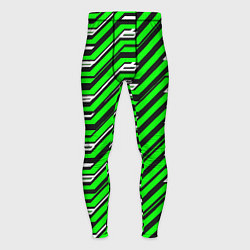 Тайтсы мужские Чёрно-зелёный линейный узор киберпанк, цвет: 3D-принт