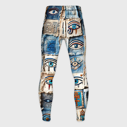 Мужские тайтсы Глаза на пэчворк дениме / 3D-принт – фото 2