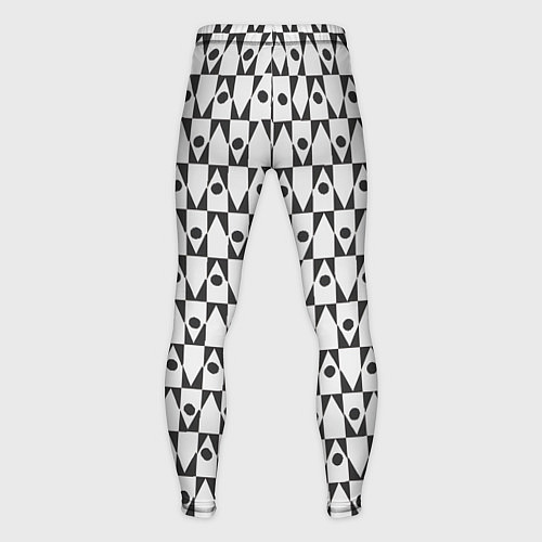 Мужские тайтсы Чёрно-белые ромбы и круги на белом фоне / 3D-принт – фото 2