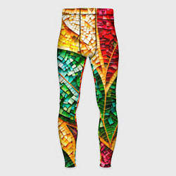 Тайтсы мужские Яркая мозаика с разноцветным абстрактным узором и, цвет: 3D-принт