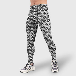 Тайтсы мужские Чёрно-белые волнистые линии, цвет: 3D-принт — фото 2