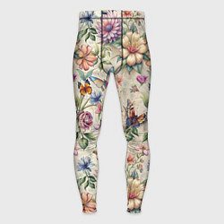 Мужские тайтсы Летний узор с цветами и бабочками
