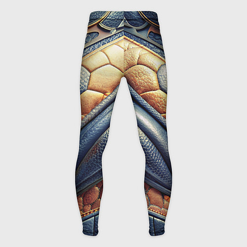 Мужские тайтсы Темная кожаная броня с желтой оплеткой / 3D-принт – фото 2