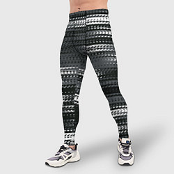 Тайтсы мужские Тёмный серый абстрактные полосы, цвет: 3D-принт — фото 2