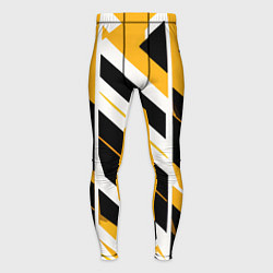 Тайтсы мужские Black and yellow stripes on a white background, цвет: 3D-принт