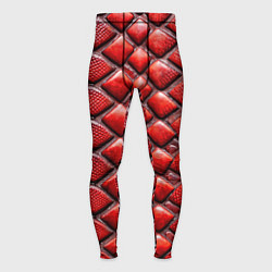 Тайтсы мужские Змеиная объемная текстурная красная кожа, цвет: 3D-принт