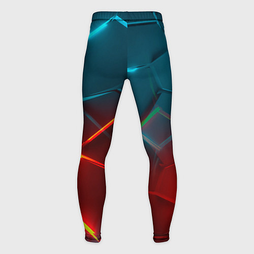 Мужские тайтсы Голубые и красные неоновые плиты в разломе / 3D-принт – фото 2
