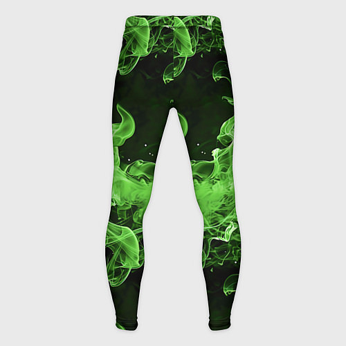 Мужские тайтсы Зеленый огонь - языки пламени / 3D-принт – фото 2